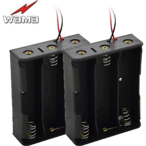 2x Wama 18650 3-Slot Battery Storage Box Charging Case Series Batteries Box with 8 Wire Leads 11.1V Length 150mm Holder with Pin