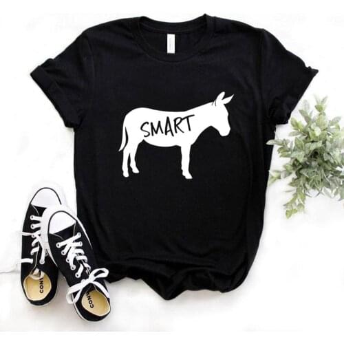 Smart Donkey Print Women Tshirts Cotton Casual Funny t Shirt For Lady Yong Girl Top Tee Hipster FS-182
