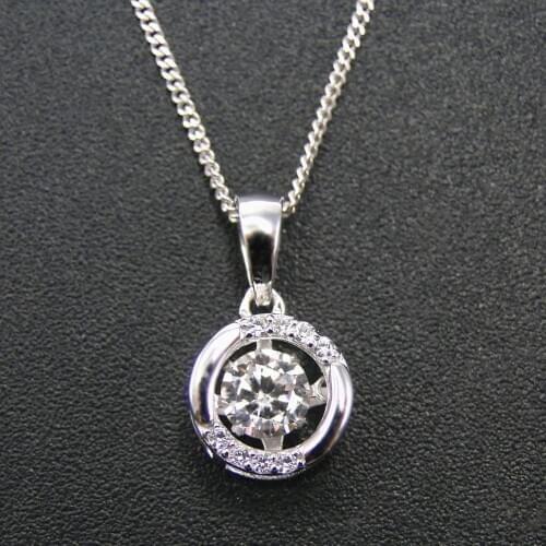 Hot Selling 925 Sterling Silver Moving Jewelry Dancing Diamond Moving CZ Pendant Necklace For Gift
