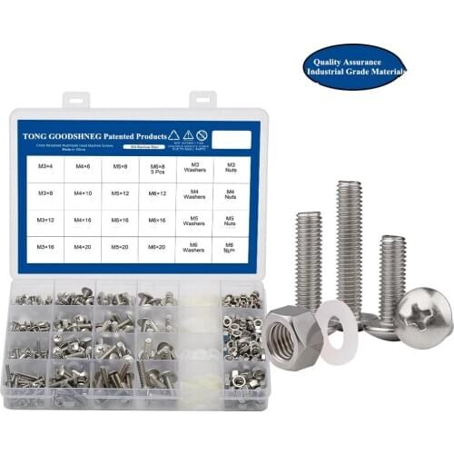 304Stainless Steel Machine Screw Kit Cross Recessed Truss Mushroom Head Machine Screw With Nut Nylon Washer Household Hardware