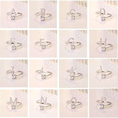 Creative 26 Letter Name Ring English Alphabet Art Design Combination Micro-set Zircon for Couple Gift Valentines Day Present