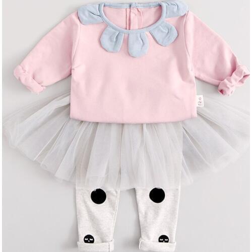 Children 1-2-3 Years Girl Baby Fashion Clothing Set Petal Collar T-shirt+skirts Leggings/pant,infant Girls Princess Suits