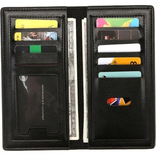 Mens Business PU Leather Long Wallet Pocket Credit Card Holder Clutch Bifold Purse