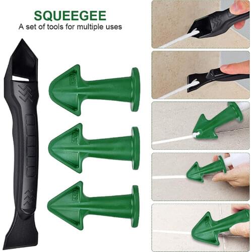 3 in 1 Caulking Tools kit Caulk Nozzle Applicator Epoxy Piston Accessories Sealant Finishing Great Tool Silicone Grout Scraper