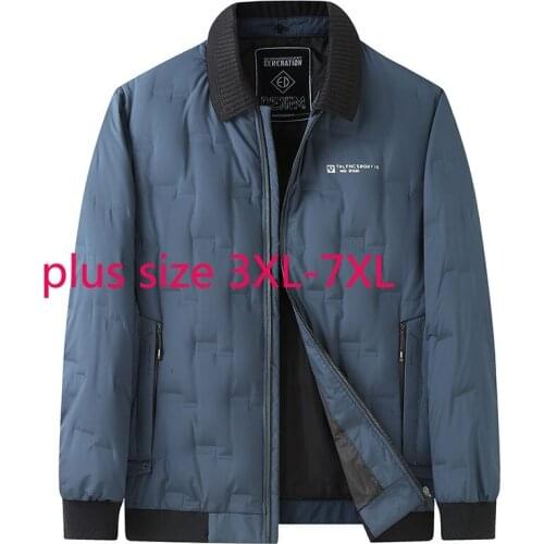 New Arrival Fashion Suepr Large Autumn Winter Youth Men Loose White Duck Down Casual Lapel Down Jacket Plus Size 3XL4XL5XL6XL7XL