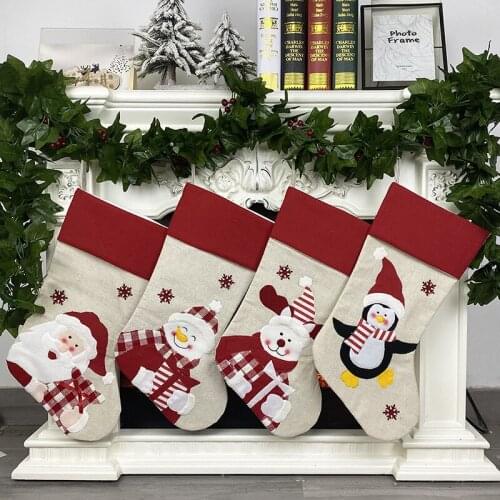 New Large Christmas Stocking Creative Santa Snowman Elf Gift Bag Candy Bag Christmas Decoration Pendant Charm