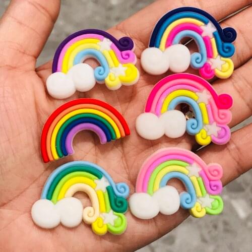 Wholesale 6PCS/Set Mix Colorful Rainbow PVC Craft Flat Back DIY Children Cap Shoes Charms Embellishment Scrapbooks