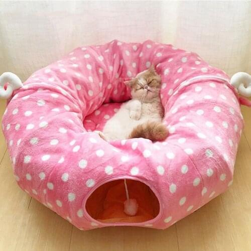 Foldable Pet Cat Bed Mat Toys Ball Cave Katten Tunnel Chat Tent Decorate Cat House Home Bed Soft Comfortable Beds Mat Pet Toys