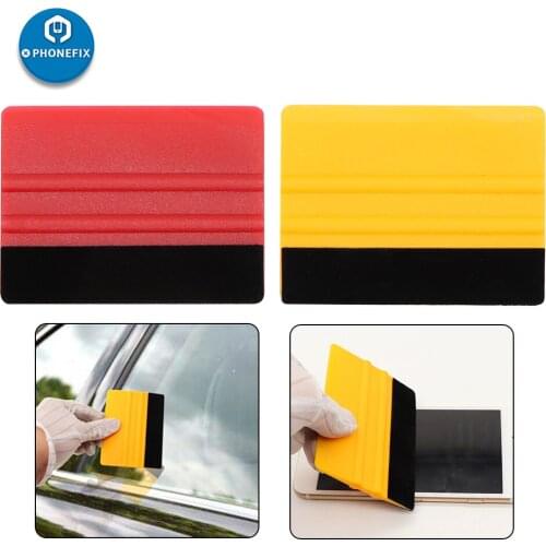 100mm x 76mm Red Portable Felt Edge Squeegee Car Vinyl Scraper Decal Envelope Application Tool Auto Car Cleaning Accessories