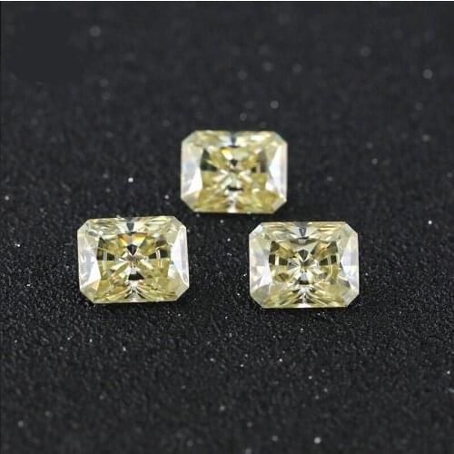 Light Yellow Radiant Cut Moissanites Diamond Synthetic loose Rectangle Shape moissanites stones for jewelry making