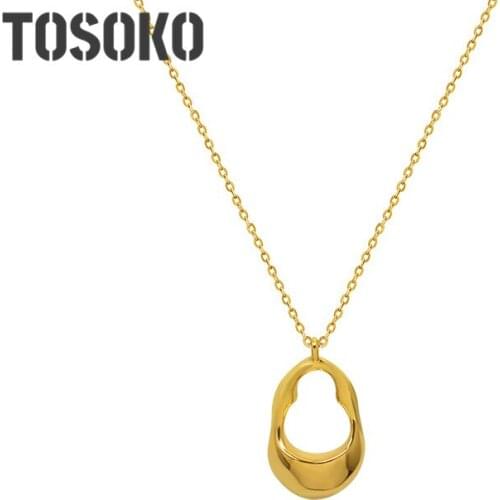 TOSOKO Stainless Steel Jewelry Special Shaped Hhollow Hip Hop Necklace Womens Fashion Clavicle Chain BSP1003