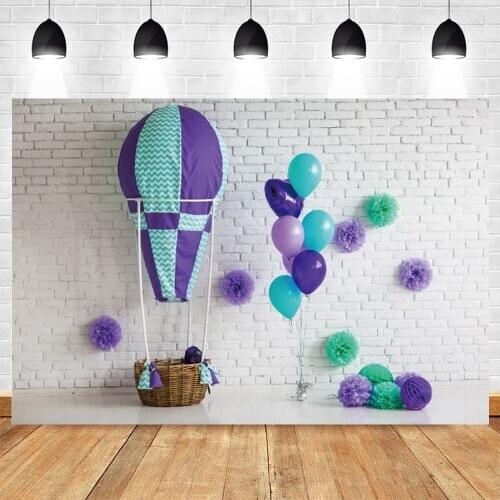Yeele Baby Shower Backdrop Newborn Hot Air Balloons Brick Wall Photozone Banner Photographic Background for Photo Studio Props