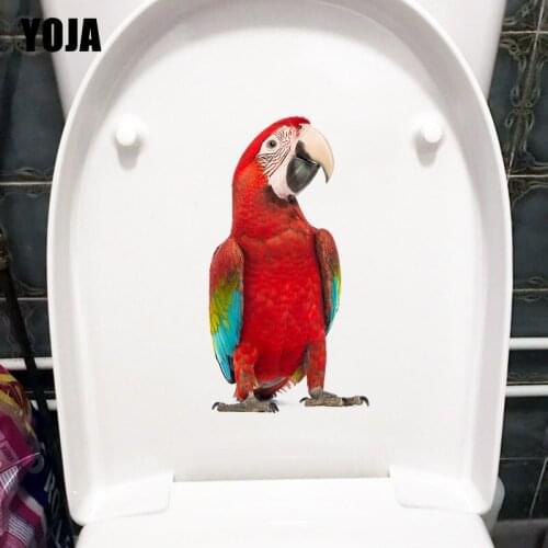 YOJA 13.5×25.4CM Green-winged Macaw Animal Home Wall Stickers Fun Cartoon Bathroom Toilet Decoration T1-3287