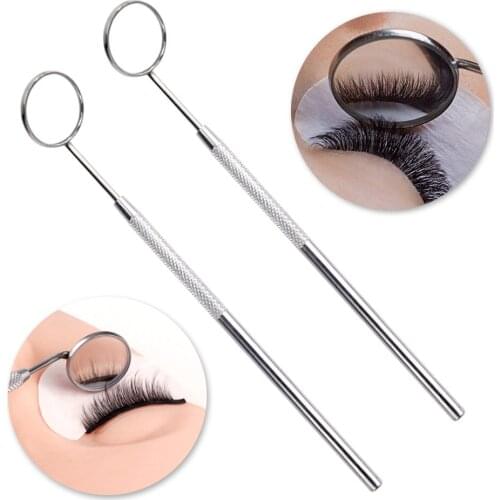 1/2Pcs Eyelash Extension Mirror Magnifying Checking Grafting Eyelashes Stainless Steel Handle Oral Teeth Care Beauty Makeup Tool