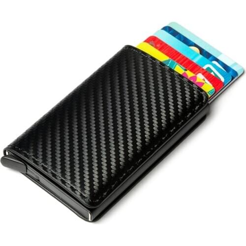 ZOVYVOL Aluminum Card Holder Clutch Carbon Fiber Leather 2020 New RFID Metal Box Slim Thin Smart New Card Case Pop-up Wallet