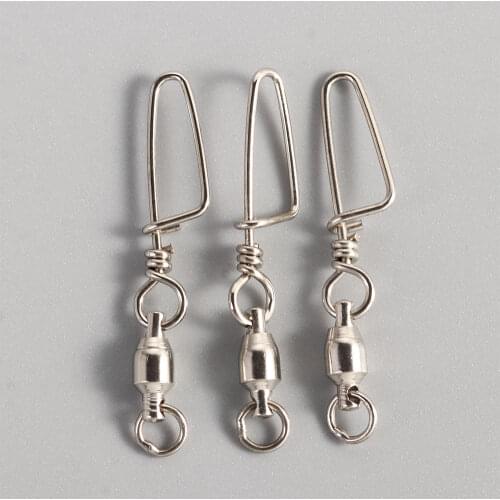 10pcsStainless Steel Ball Bearing Fishing Swivels Snap 0#-6# Size Rolling Sea Fishing Swivels Snaps Connector Fishing Accessorie