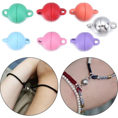 20pcs(10sets) Necklace Jewelry Findings End Caps Charms Round Connected Clasps Couple Bracelet Magnetic Buckle