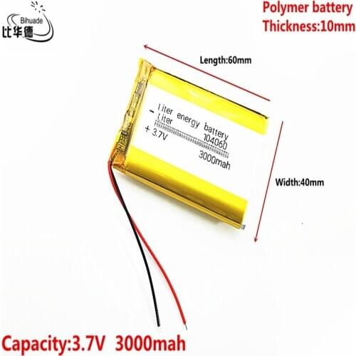 3.7V,3000mAH 104060 Polymer lithium ion / Li-ion battery for tablet pc BANK,GPS,mp3,mp4
