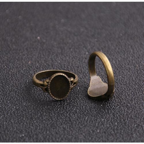 4pcs/lot Fashion Vintage Filigree NO Adjustable Ring Bases Blanks 10*8mm Antique Bronze Cabochon Rings