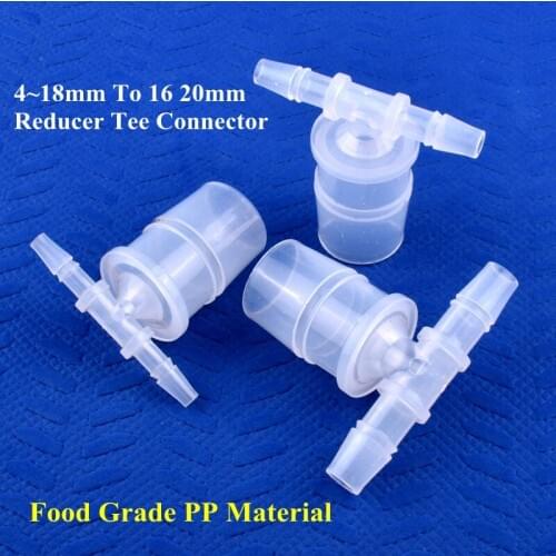 5~200pcs Food Grade PP 4~18mm To 16 20mm Reducer Tee Connectors Garden Irrigation Reducing Tee Aquarium Tank Hose Pagoda Joint