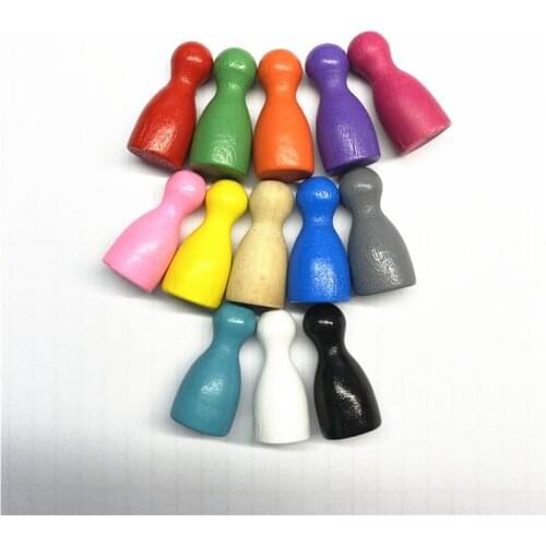 50Pcs/Set Colorful Wooden Chess Pieces Board Game Wood Games Accessories