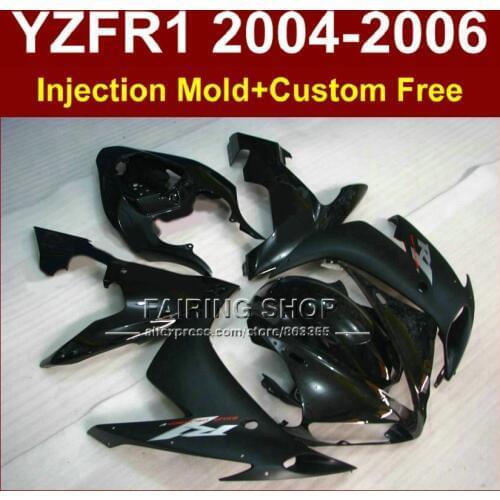 ABS plastic Injection motor fairings kit for YAMAHA 2004 2005 2006 YZFR1 YZF1000 YZF-R1 04 05 06 all black body fairing parts