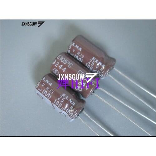 20PCS ELNA RJ3 25V100UF 6.3X11MM Brown Aluminum electrolytic capacitors 100uF/25V 105 degrees 100UF 25V