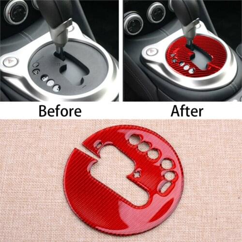 Car LHD Red Carbon Fiber Console Gear Shift Panel Cover Trim Frame Fit for Nissan 370Z 2009-2015 2016 2017 2018 2019 2020