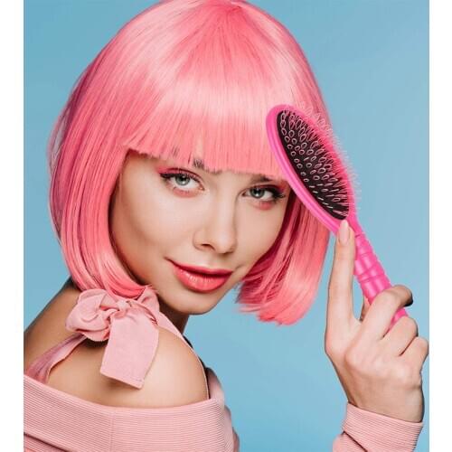 One Piece Loop Brush For Hair Extensions Head Massage Anti-Static Wig Comb for Wigs Curly Hair Straight Hair Long Short Hair