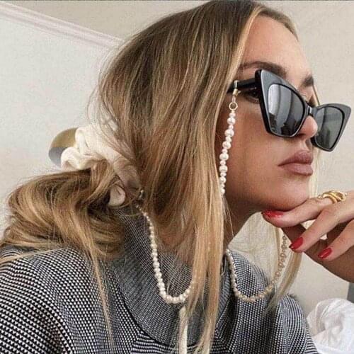 Fashion Simulated Pearl Mask Chain Face Mask Retainer Chain Bead Holder Glass Chain Eyewear Non-slip Lanyard Necklace for Women