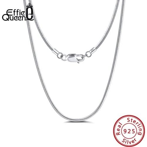 Effie Queen Trendy Italy Silver 925 1.5mm Round Snake Chain Necklace 40cm-60cm Long for Man Woman Jewelry Gift Wholesale SC30