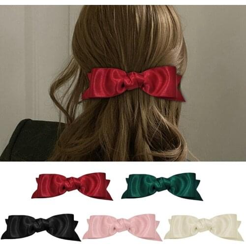 French Barrette Bowknot Fashion Decorative Hair Barrette Automatic Hair Clip Big Cloth Bow Hairpin Headwear Hair Accessories