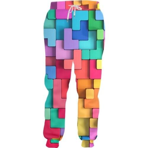 IFPD EU Size 3D Pants Colored Square Puzzle Printed Mens Jogger Pants Causual Fanny Harajuku Plus Size Trousers Dropshipping
