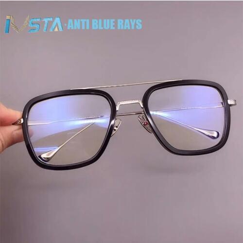 IVSTA Tony Stark Computer Glasses Frame Men anti Blue Light Blocking Rays Gaming Steampunk Goggles Iron Man 3 Punk Prescription