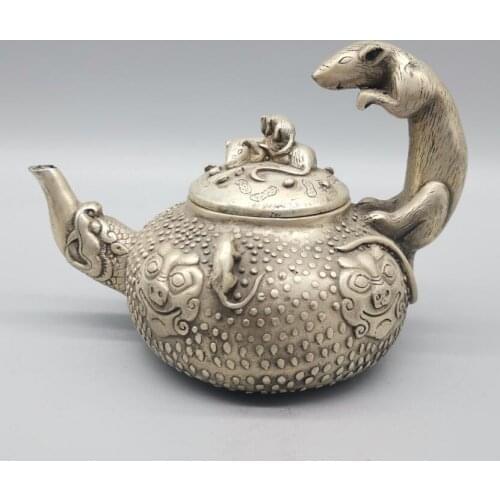 China White copper mouse teapot crafts statue