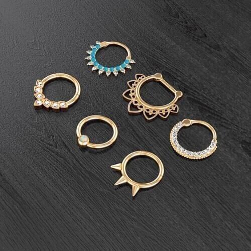 Stainless Steel Studs Nose Ring 1 PC fashion Piercing Jewelry Crystal Nose Septum Hoop Ring Sexy Nose Ring Ear Piercing