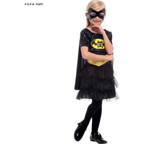 M-XL Girls Halloween Super Hero Costumes Kids Children Bat Anime Cosplay Carnival Purim parade Stage play Masquerade party dress