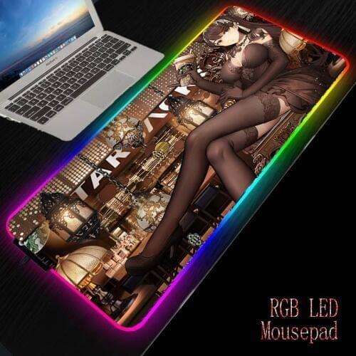 Mairuige DIY Sexy Anime Girl Gaming RGB Large Mouse Pad Gamer Computer Mousepad Backlit Mause Pad for Desk Keyboard LED Mice Mat