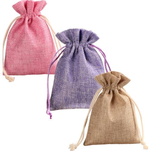 New 50 PCS/lot Linen Jute Drawstring Gift Bags Sacks Party Favors 7 * 9 cm Packaging Bag Wedding Candy Gift Bags party Supplies