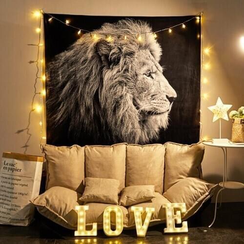 Black white animal lion Tapestry Decor Hippie wall Tapestry Mandala macrame wall hanging Belgium Printed Wall Cloth Tapestries