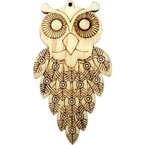 New owl design about 65mm Wooden Decorations Handcrafts craft Prefect 6pcs Wood color Wooden 'Hand made' 20185114