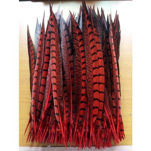 Wholesale 50 / lot 30-35cm red Natural pheasant feather, DIY jewelry decoration