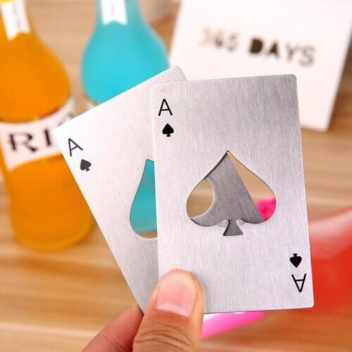 Stainless Steel Bottle Opener,Bar Cooking Poker Playing Card of Spades Tools,Mini Wallet Credit Card Openers LX8714