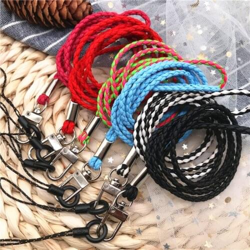 Soft PU Braided Straps Anti-slip Mobile Phone Chain Cord Phone black Rope Lanyard for keys ID Card USB MP3 4 keychain lanyard