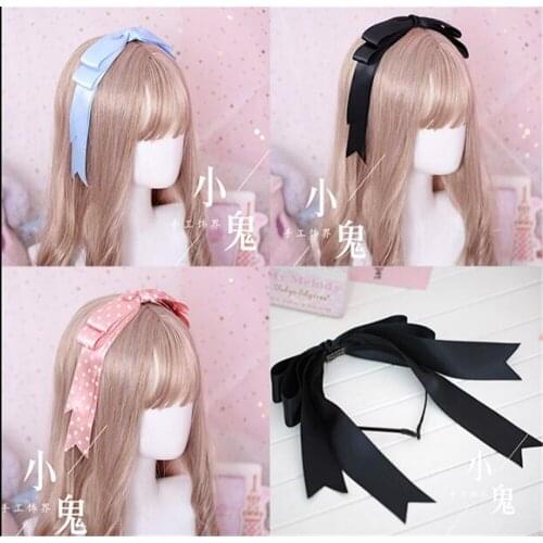 Sweet Handmade Bow Ribbon Hairband Hair Accessories Cosplay Female Women Girl Lace Bowknot Headwear Lolita Hair Accessories