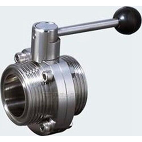 2" 51mm 304 Stainless Steel Sanitary SMS-Type Thread Union Connection Butterfly Valve Brew Beer Dairy Product