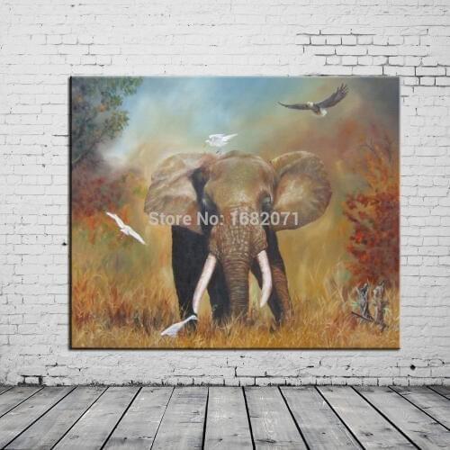 Top Artist Pure Handmade Museum Quality Elephant Oil Painting On Canvas For Wall Decoration Realist Style Elephant Oil Painting