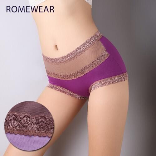 Transparent Panties Women Sexy Seamless Lace Briefs Ladies Solid ThinBamboo High Waist Underwear Plus Size Panties Women 1/2/3pc