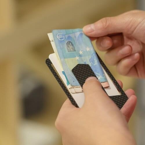 100% Real Carbon Fiber Ultra-thin Minimalist Card holders with Cash Clip Credit Card ID Holder With RFID Anti-Thief Card Wallet