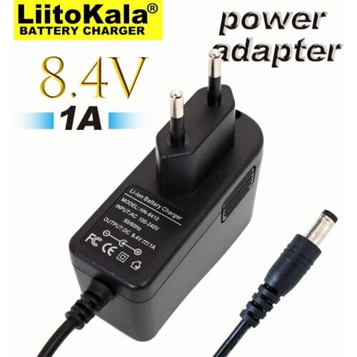 Liitokala 8.4V 1A 18650 lithium polymer battery charger DC: 5.5 * 2.1mm EU / US regulatory plug